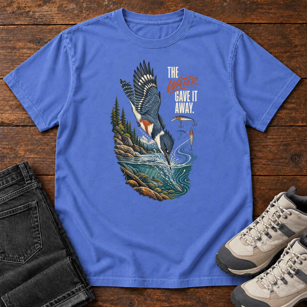 The Water Gave It Away Kingfisher T-Shirt in Mystic Blue