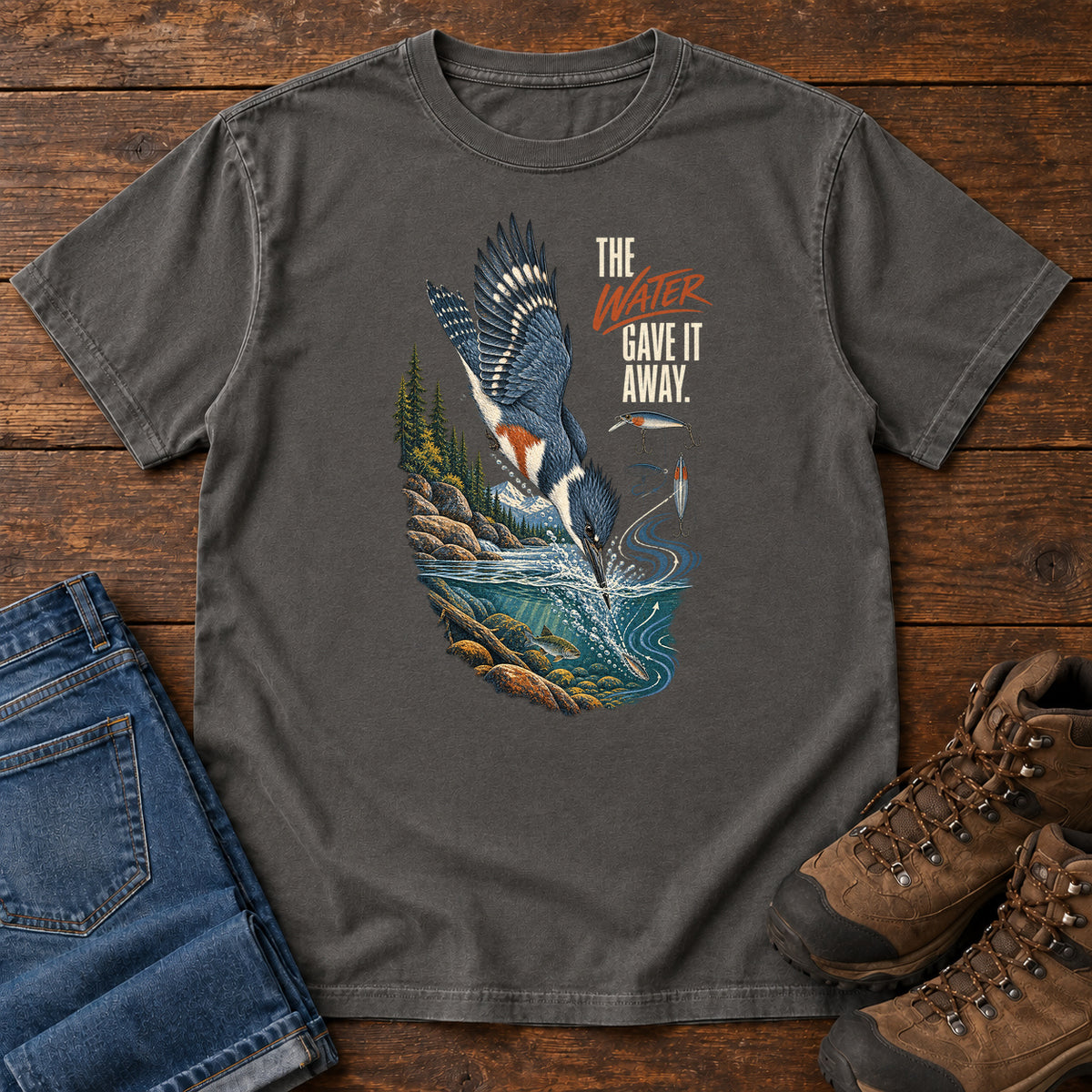 The Water Gave It Away Kingfisher T-Shirt in Pepper