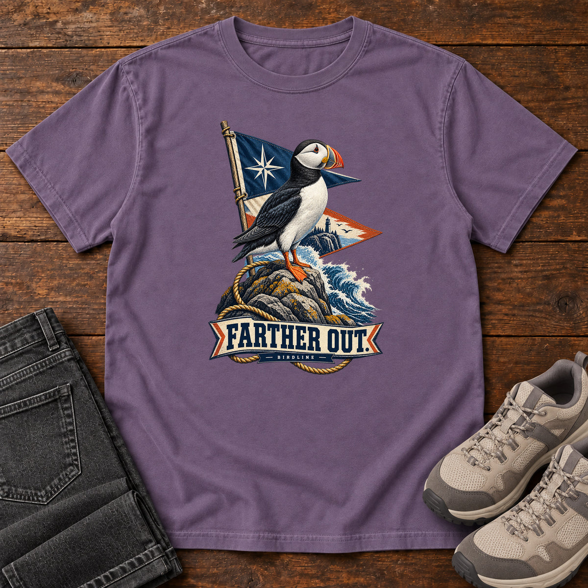 Farther Out Puffin T-Shirt in Grape