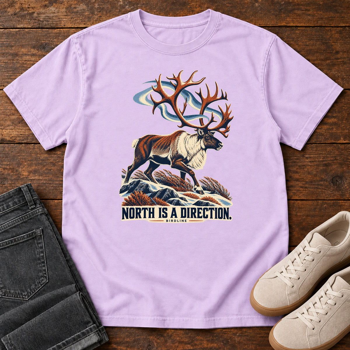 North Is a Direction Caribou T-Shirt in Orchid