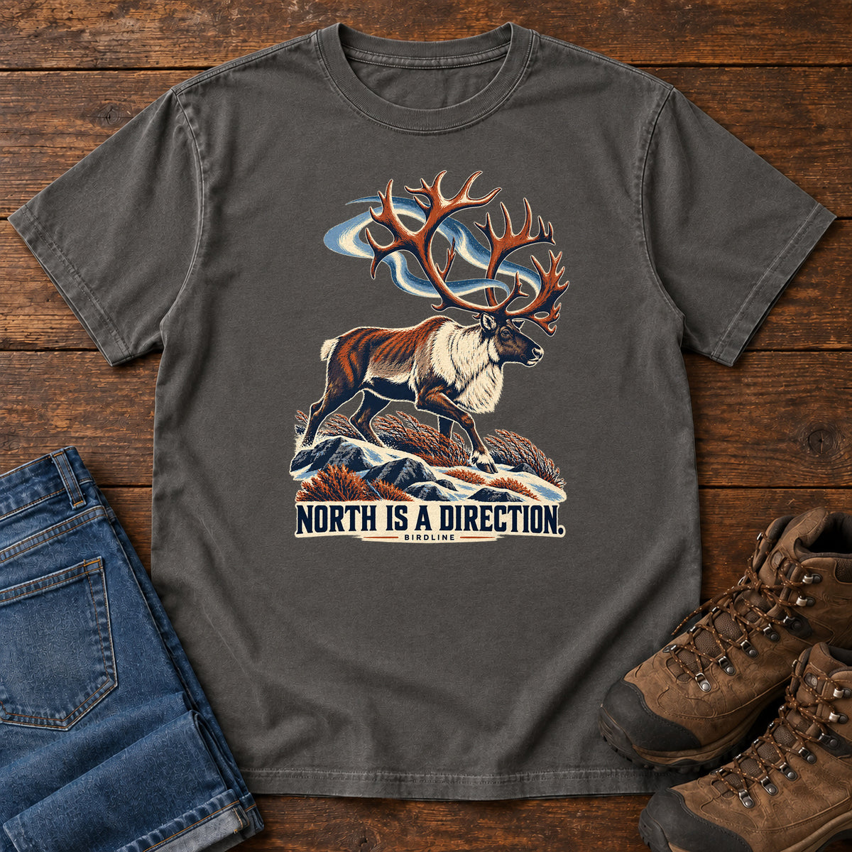 North Is a Direction Caribou T-Shirt in Pepper