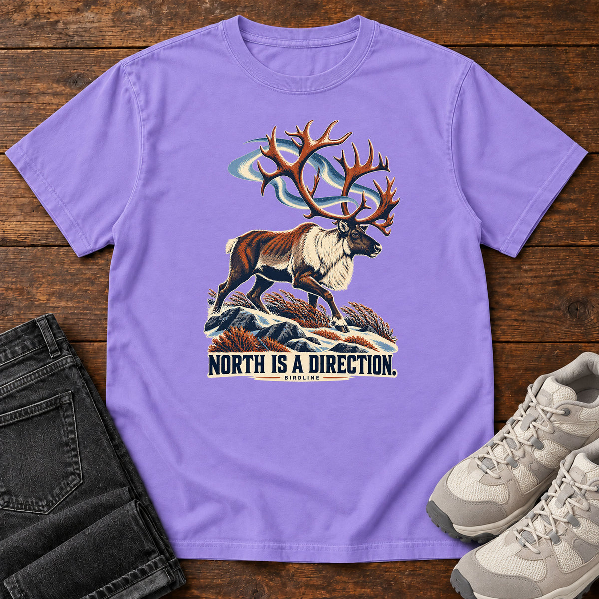 North Is a Direction Caribou T-Shirt in Violet