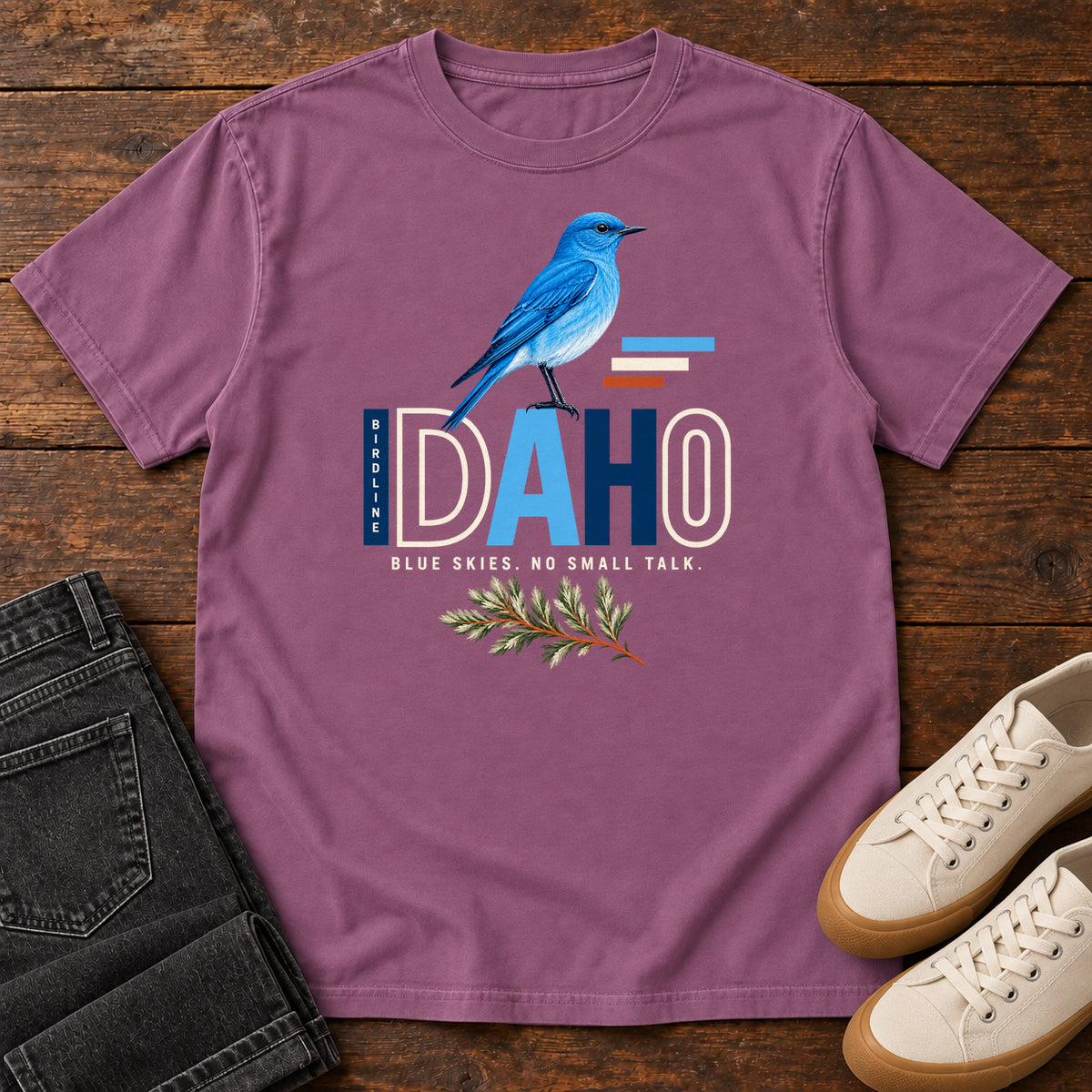 Idaho Blue Skies No Small Talk T-Shirt in Berry