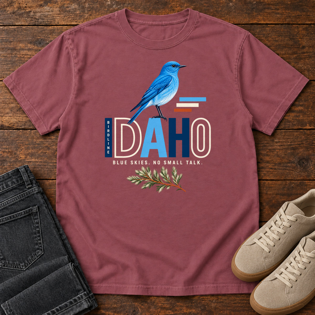 Idaho Blue Skies No Small Talk T-Shirt in Brick