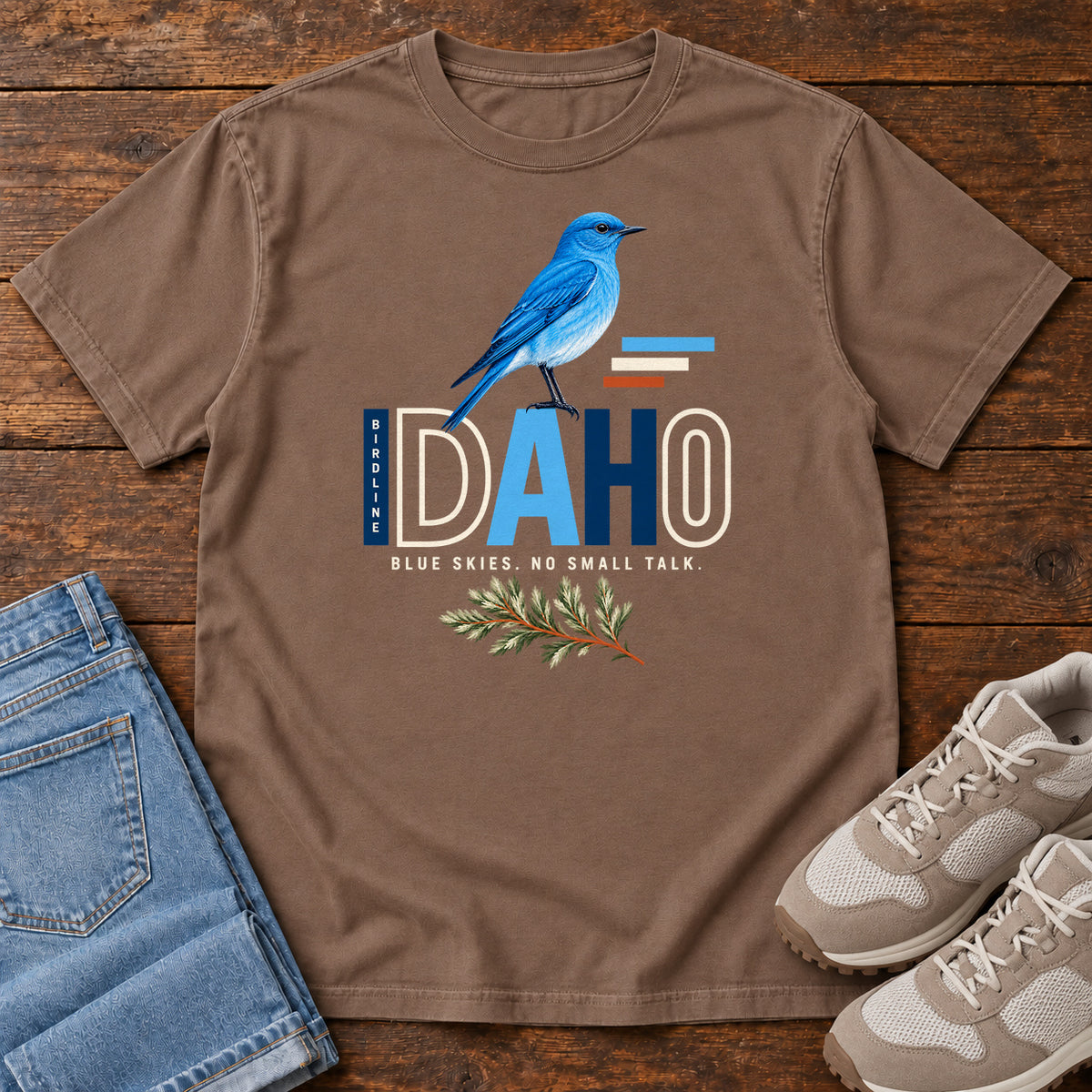 Idaho Blue Skies No Small Talk T-Shirt in Espresso