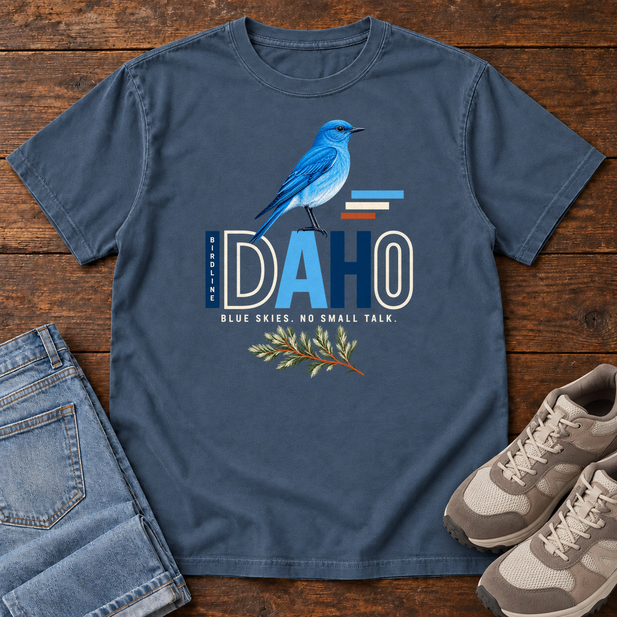 Idaho Blue Skies No Small Talk T-Shirt in Midnight