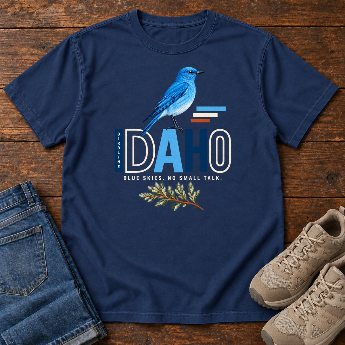 Idaho Blue Skies No Small Talk T-Shirt in True Navy