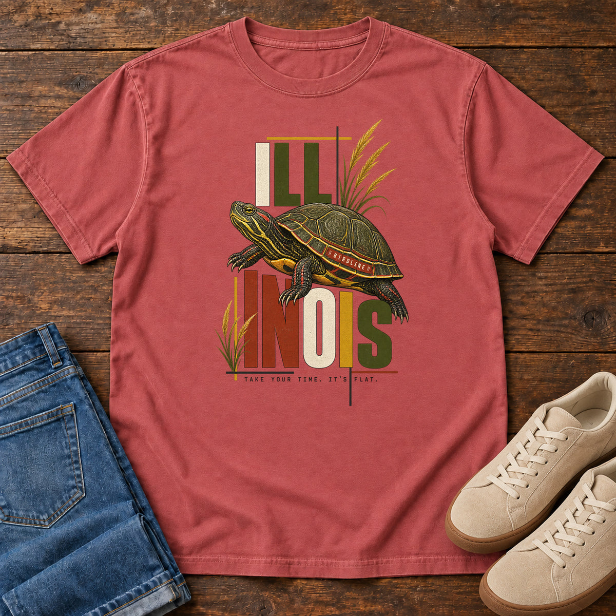 Illinois Take Your Time Turtle T-Shirt in Crimson