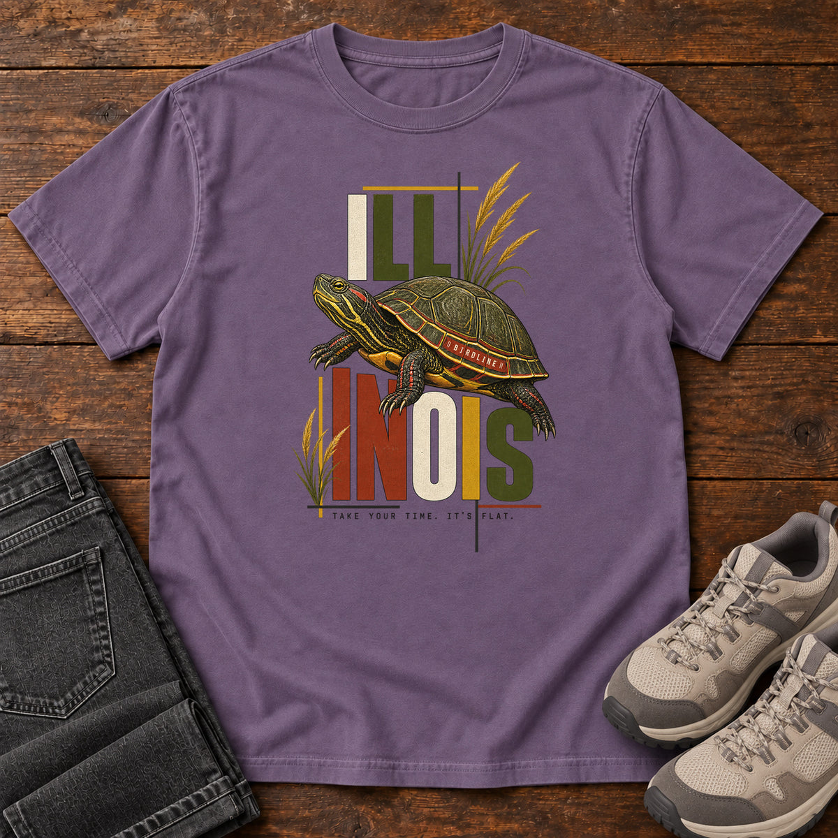 Illinois Take Your Time Turtle T-Shirt in Grape