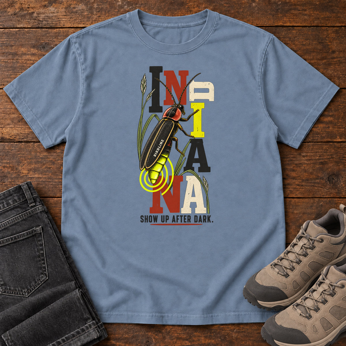 Indiana Show Up After Dark Firefly T-Shirt in Blue Jean