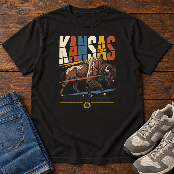 Kansas Wide Open Fully Booked Bison T-Shirt, alternate view
