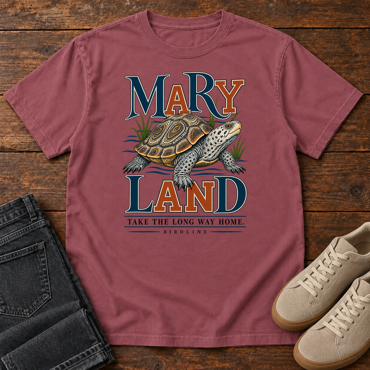 Maryland Take the Long Way Home Turtle T-Shirt in Brick