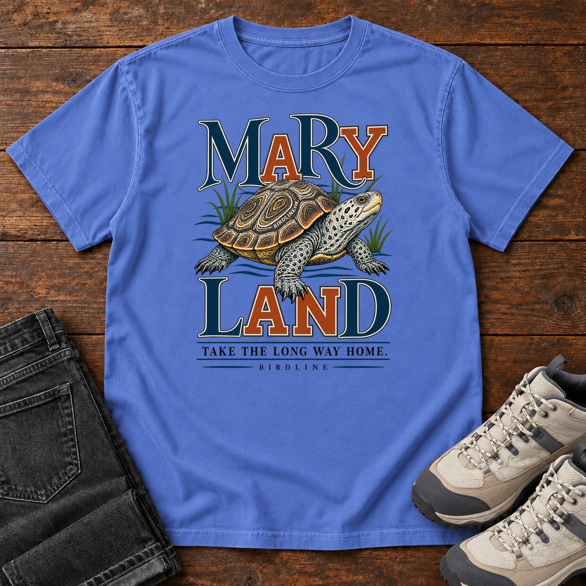 Maryland Take the Long Way Home Turtle T-Shirt in Mystic Blue