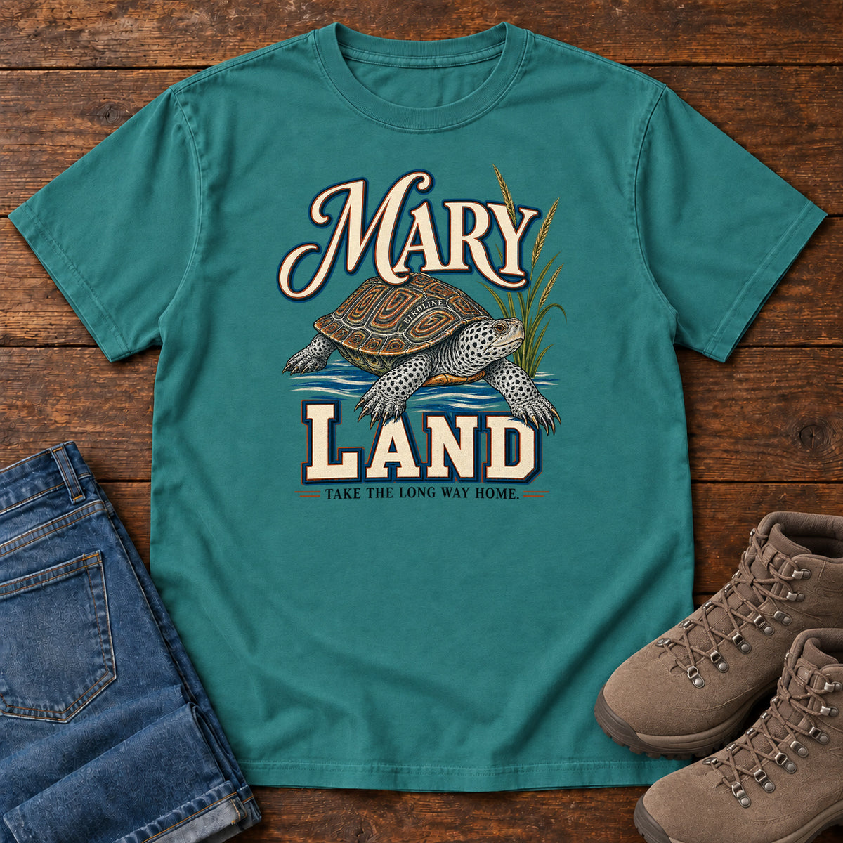 Maryland Take the Long Way Home Turtle Variant T-Shirt in Emerald
