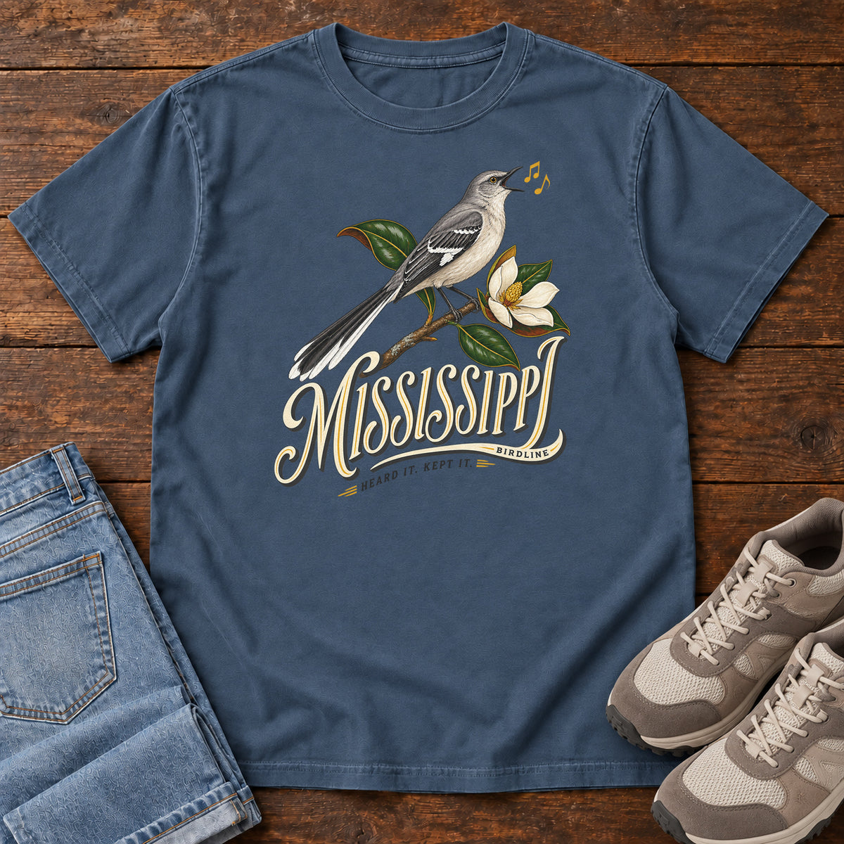 Mississippi Heard It Kept It Mockingbird T-Shirt in Midnight