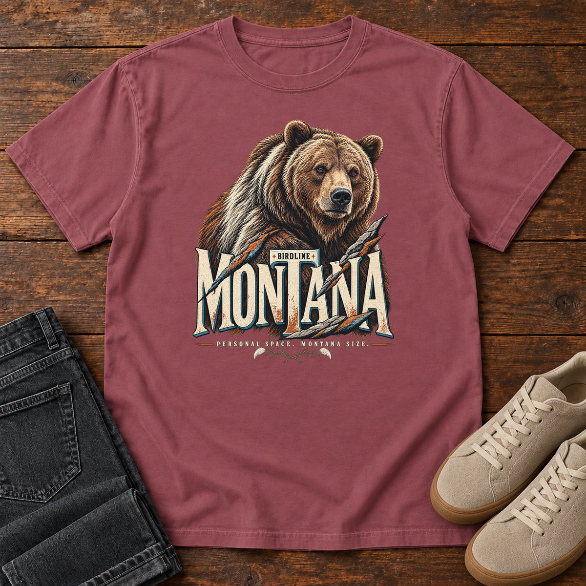 Montana Personal Space Montana Size Bear T-Shirt in Brick