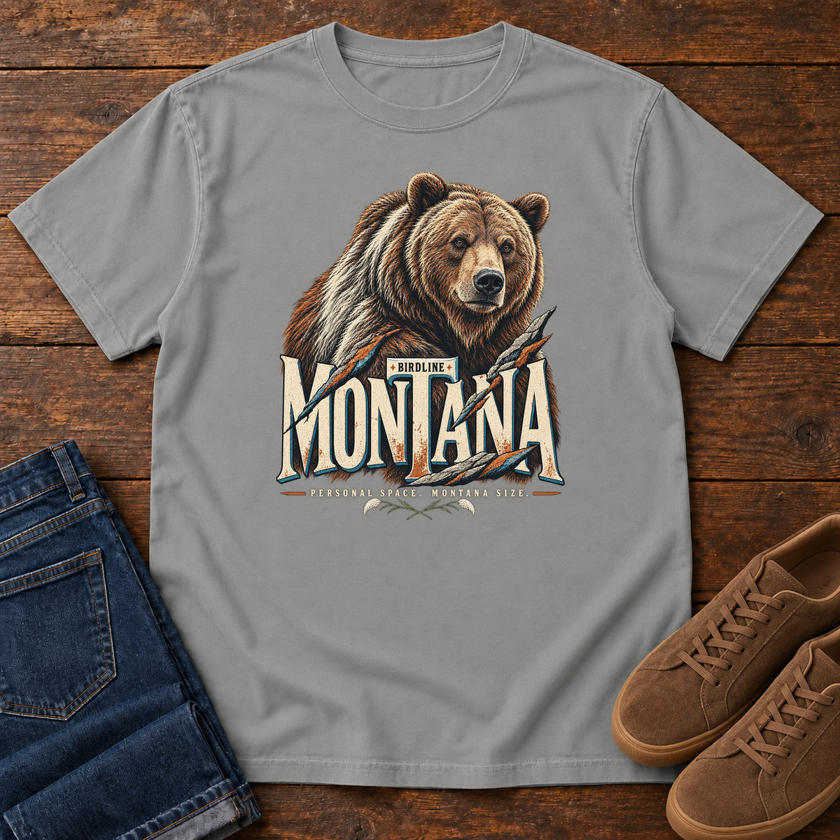 Montana Personal Space Montana Size Bear T-Shirt in Grey