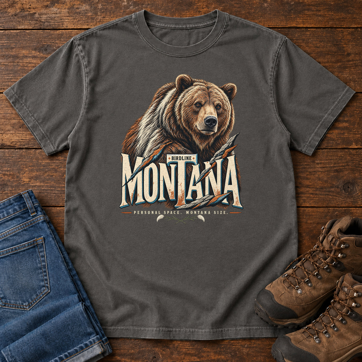 Montana Personal Space Montana Size Bear T-Shirt in Pepper