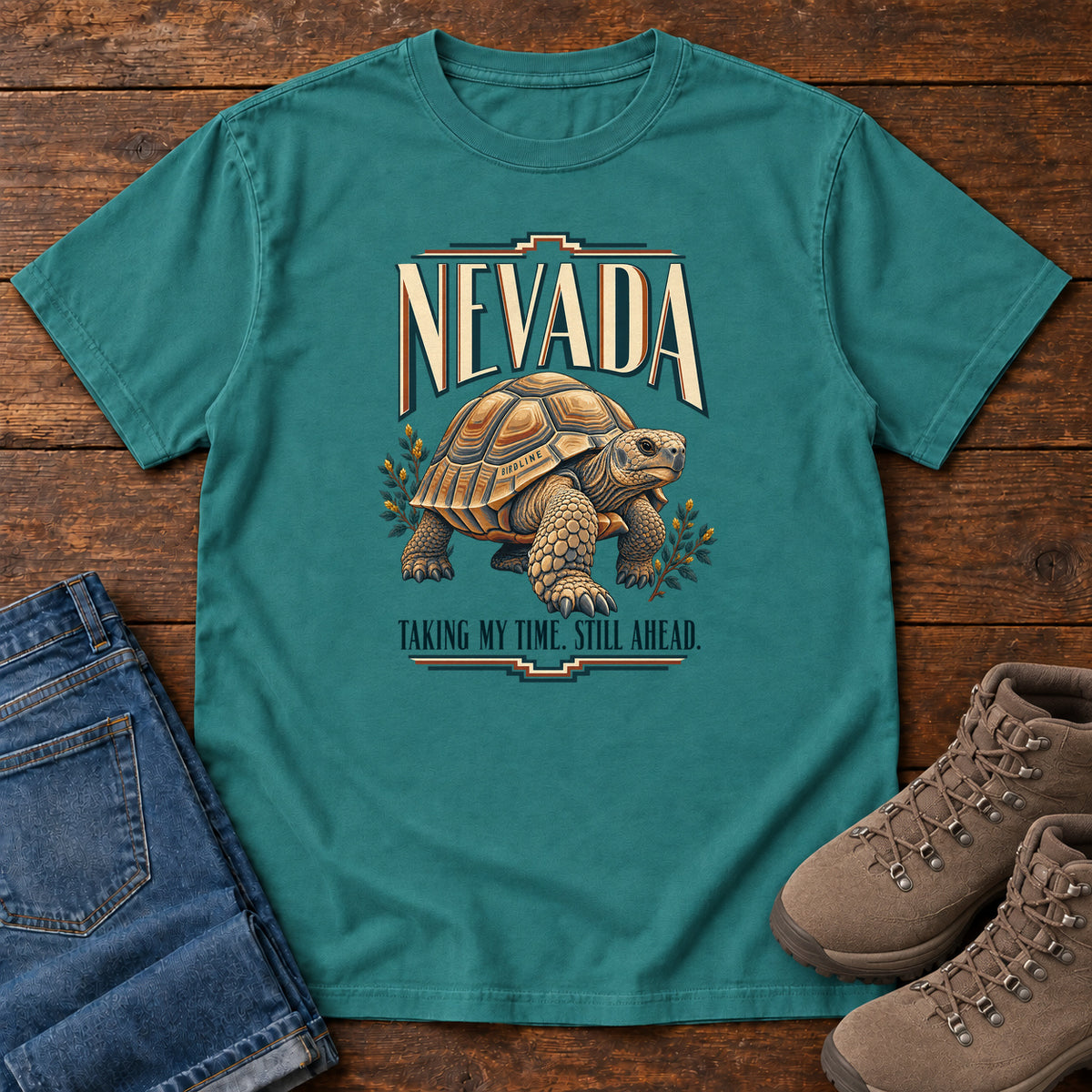 Nevada Taking My Time Still Ahead Tortoise T-Shirt in Emerald