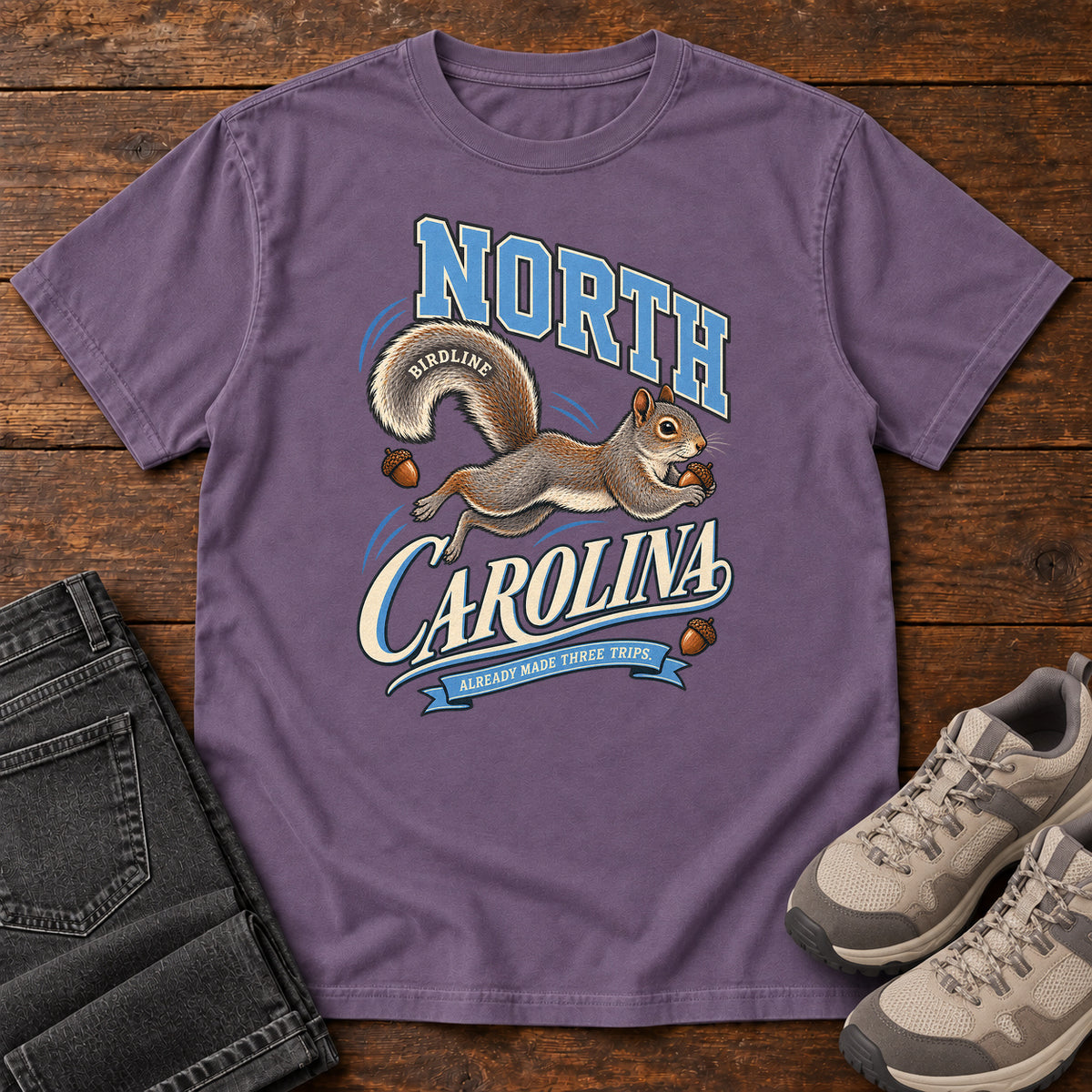 North Carolina Already Made Three Trips Squirrel T-Shirt in Grape
