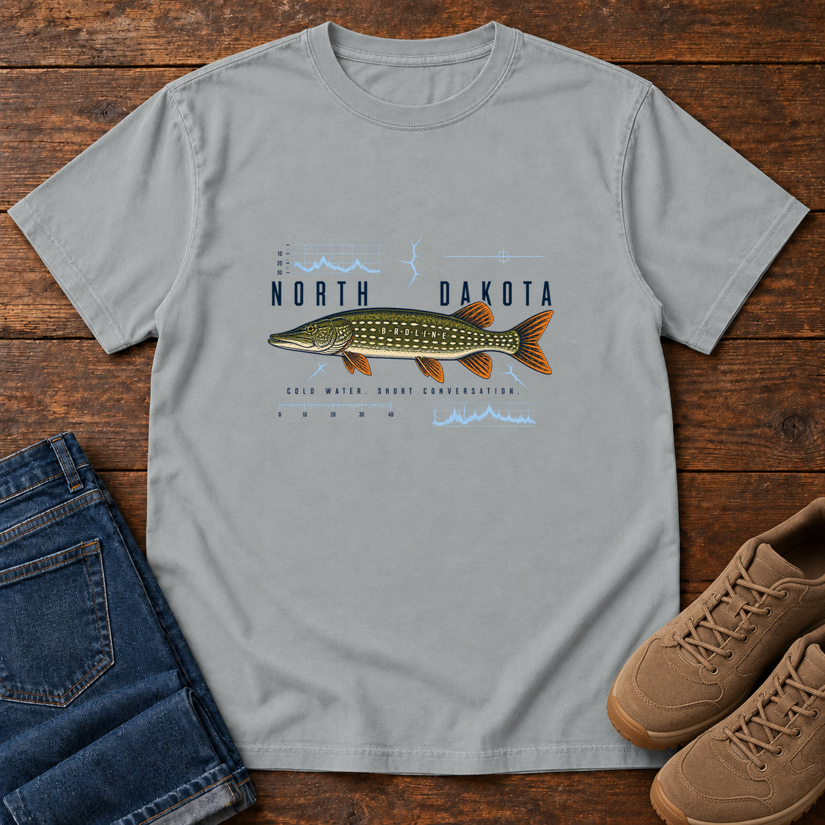 North Dakota Field Notes Sport Confused Pike T-Shirt in Granite