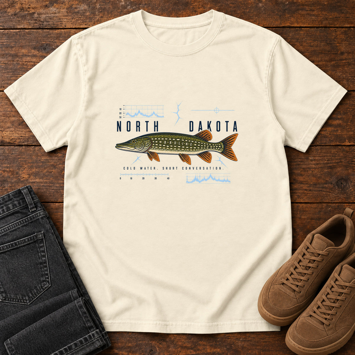 North Dakota Field Notes Sport Confused Pike T-Shirt in Ivory