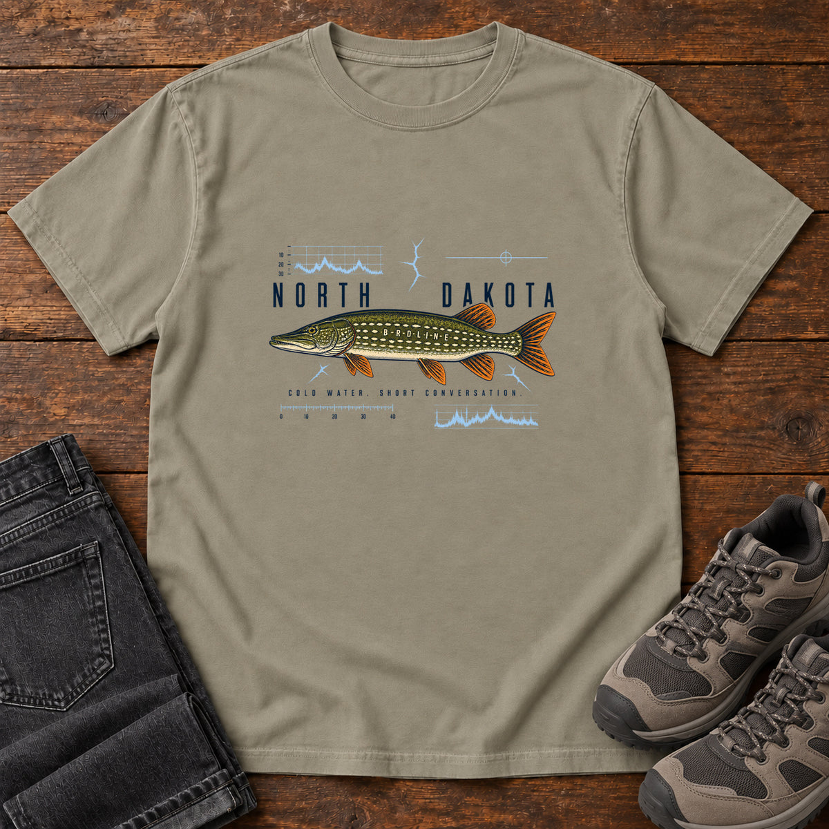 North Dakota Field Notes Sport Confused Pike T-Shirt in Sandstone