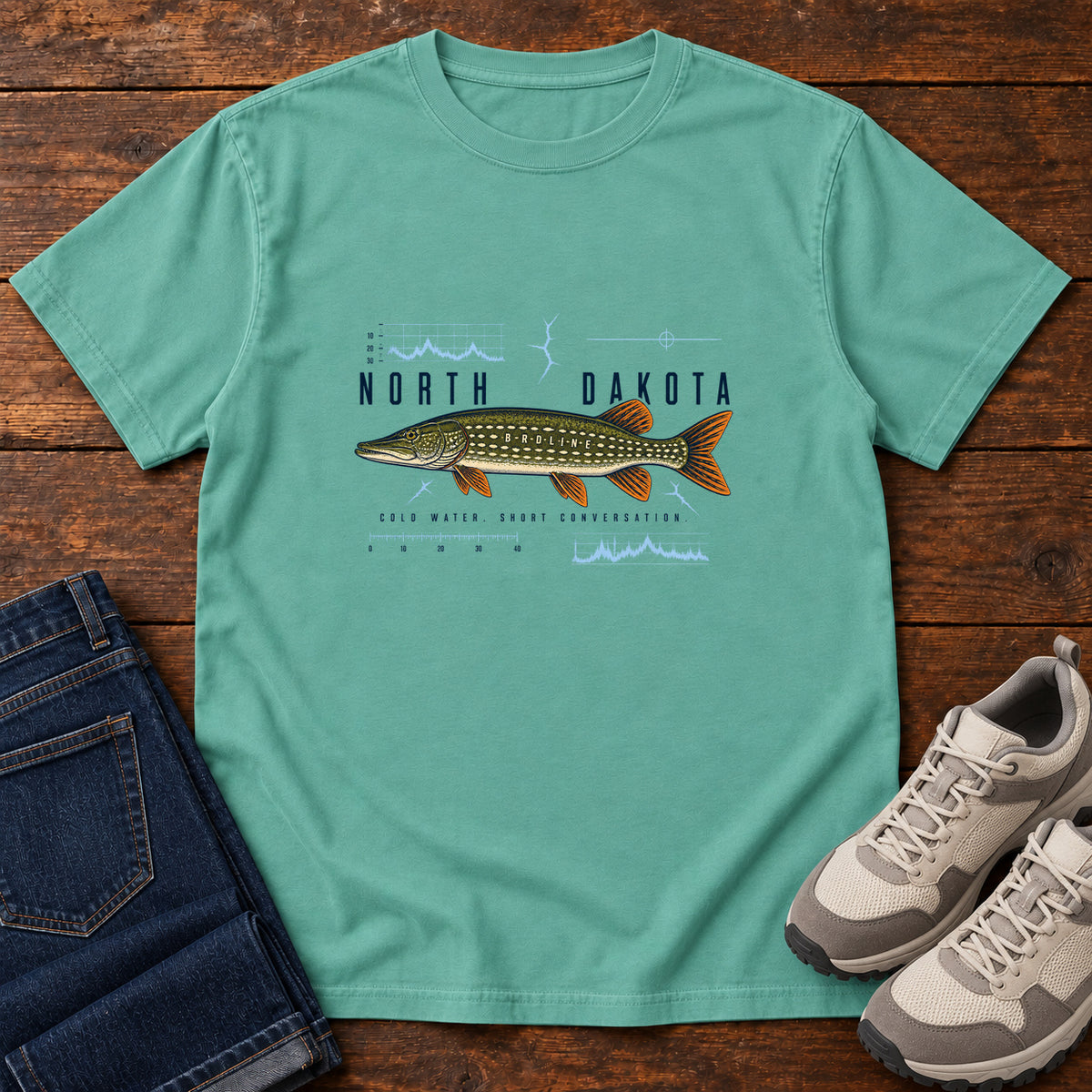 North Dakota Field Notes Sport Confused Pike T-Shirt in Seafoam