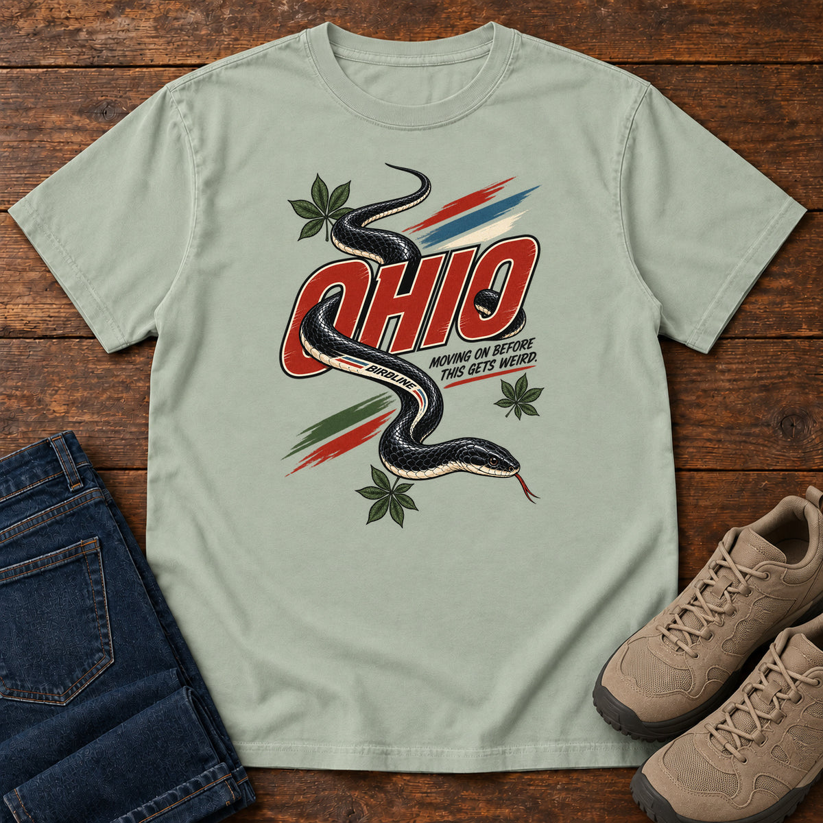 Ohio Moving on Before This Gets Weird Snake T-Shirt in Bay