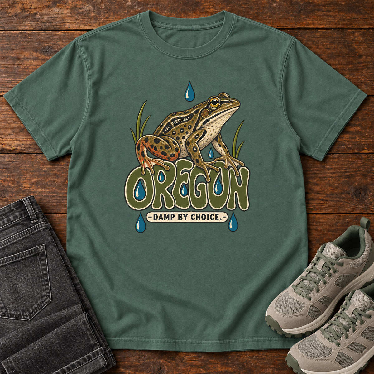 Oregon Damp by Choice Frog T-Shirt in Blue Spruce