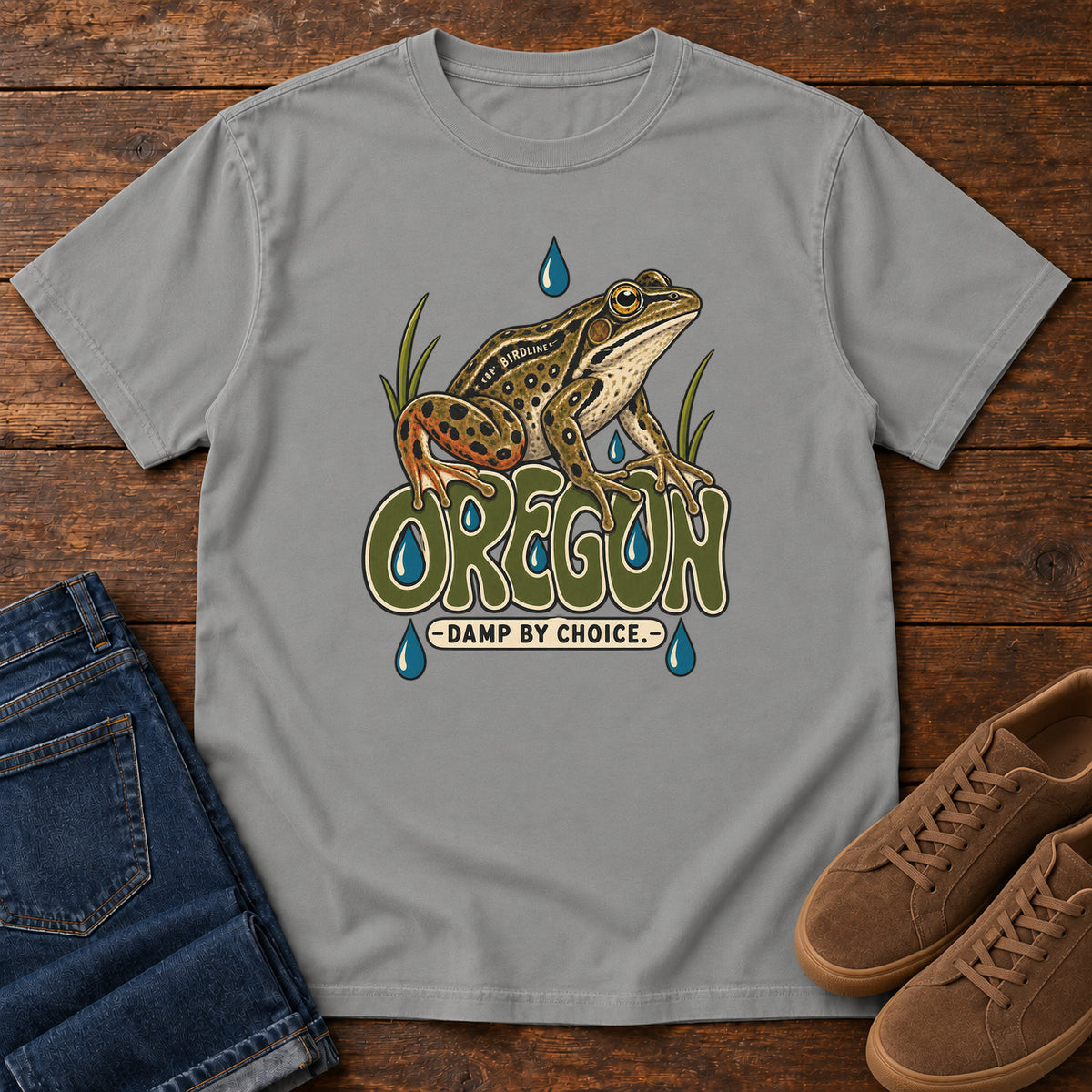 Oregon Damp by Choice Frog T-Shirt in Grey