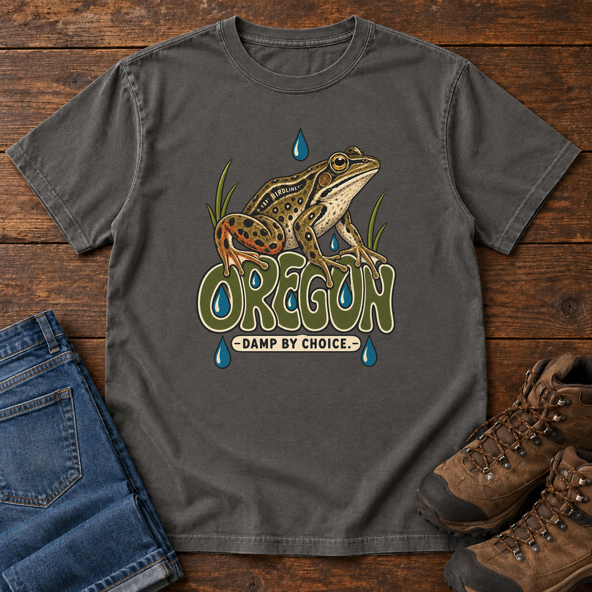 Oregon Damp by Choice Frog T-Shirt in Pepper