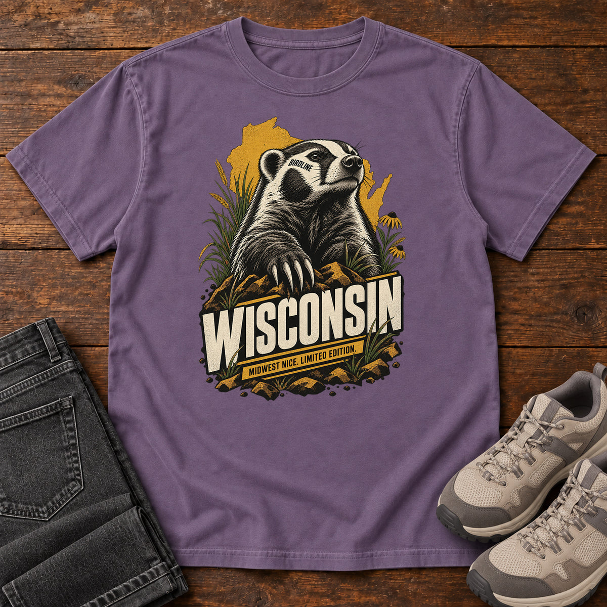 Wisconsin Midwest Nice Limited Edition Badger T-Shirt in Grape