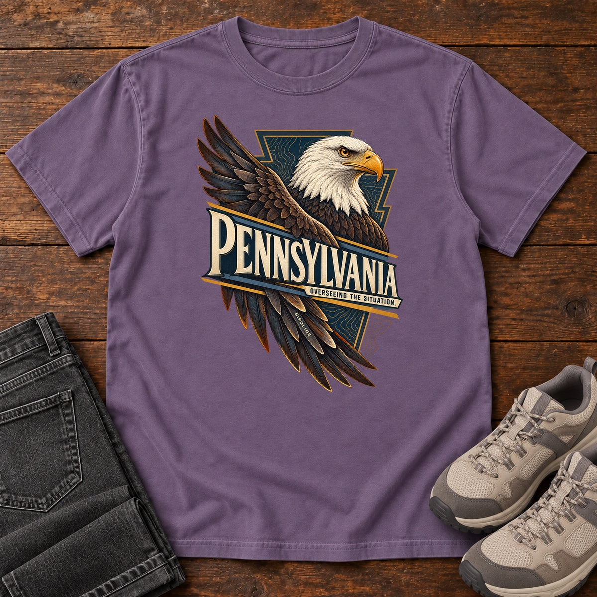 Pennsylvania Overseeing the Situation Eagle T-Shirt in Grape
