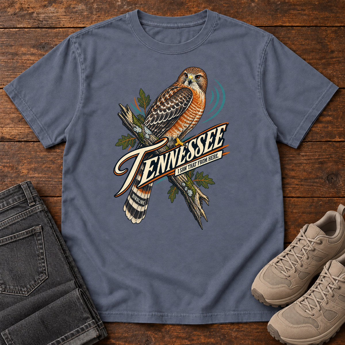 Tennessee I Saw It from Here Hawk T-Shirt in Denim