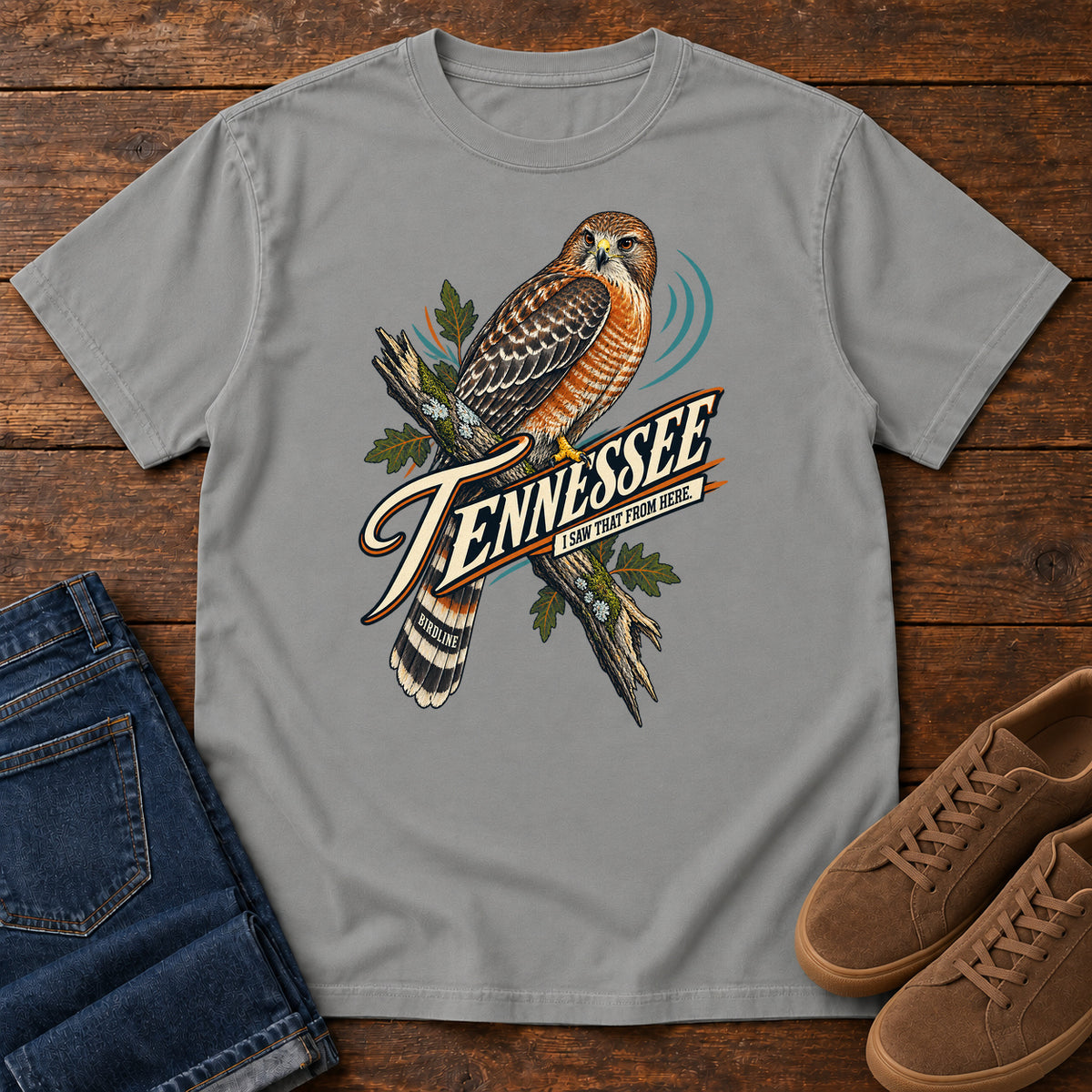 Tennessee I Saw It from Here Hawk T-Shirt in Grey