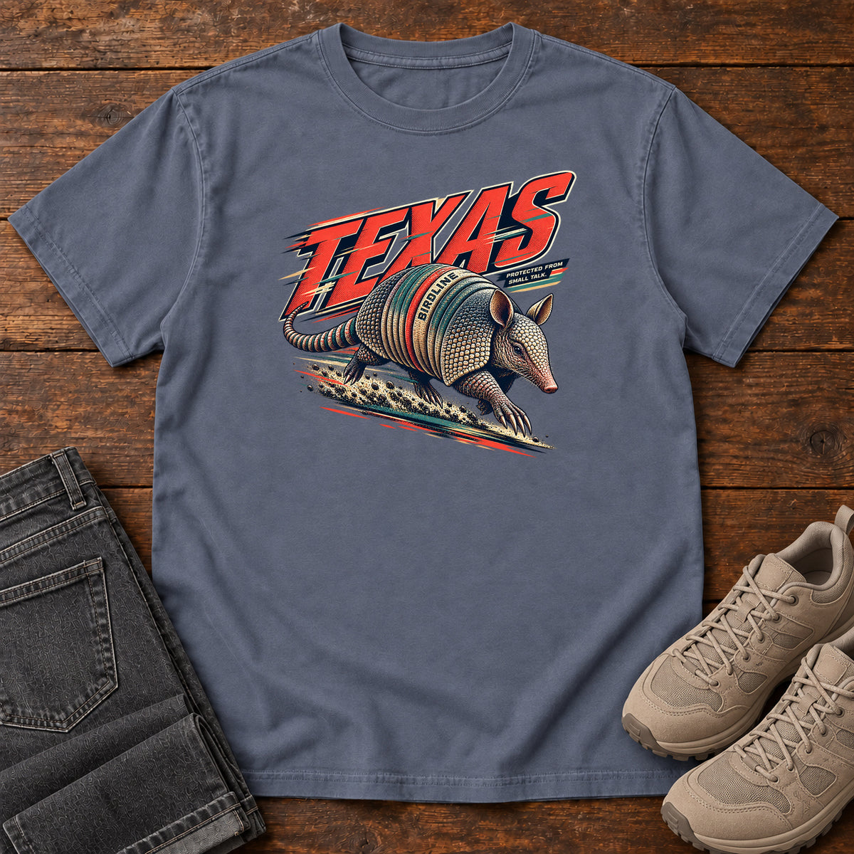 Texas Protected from the Sun Armadillo T-Shirt in Denim