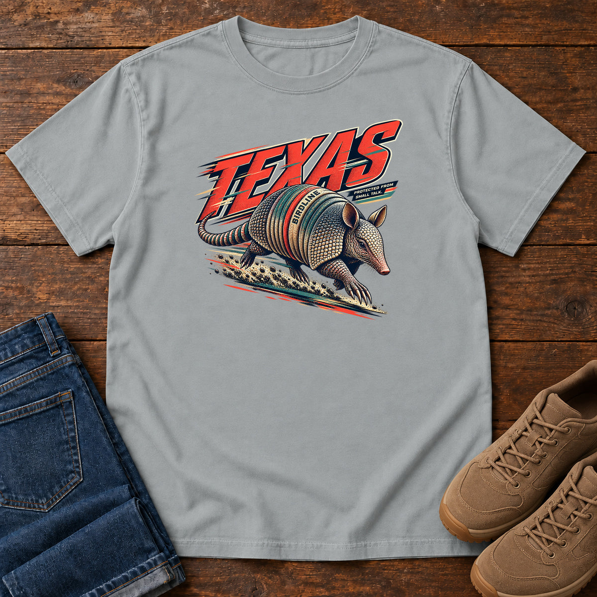 Texas Protected from the Sun Armadillo T-Shirt in Granite