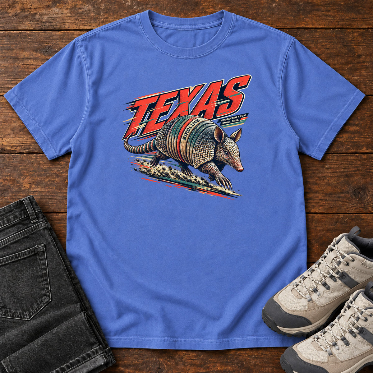 Texas Protected from the Sun Armadillo T-Shirt in Mystic Blue