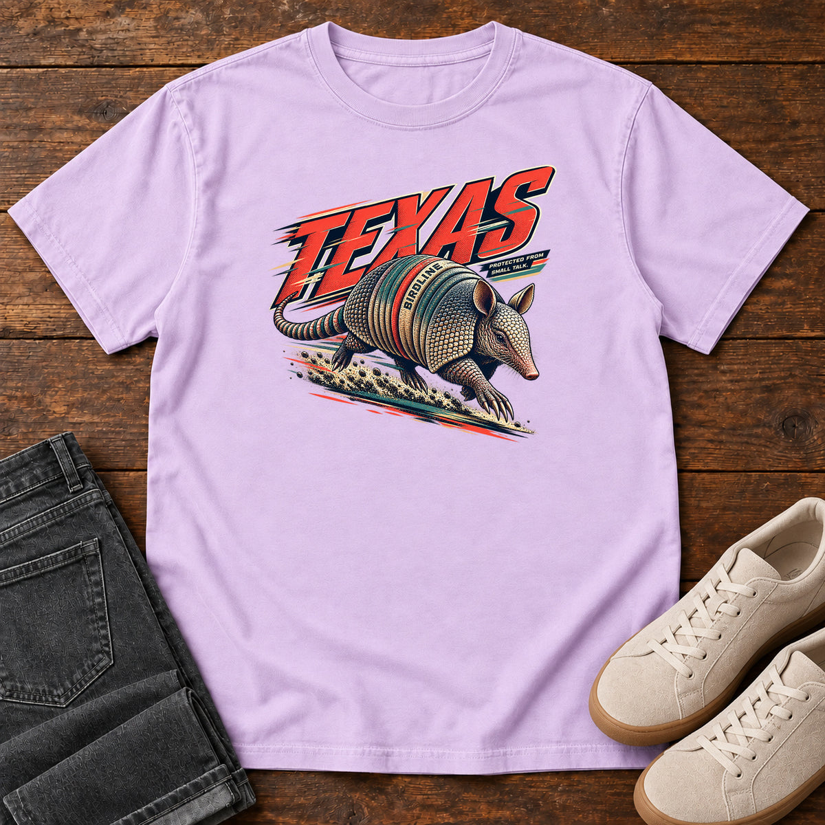 Texas Protected from the Sun Armadillo T-Shirt in Orchid