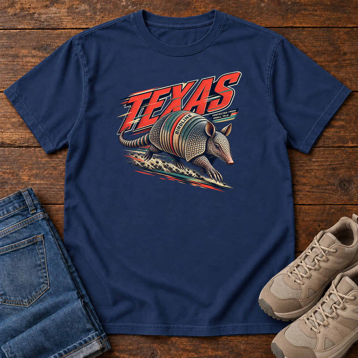 Texas Protected from the Sun Armadillo T-Shirt in True Navy