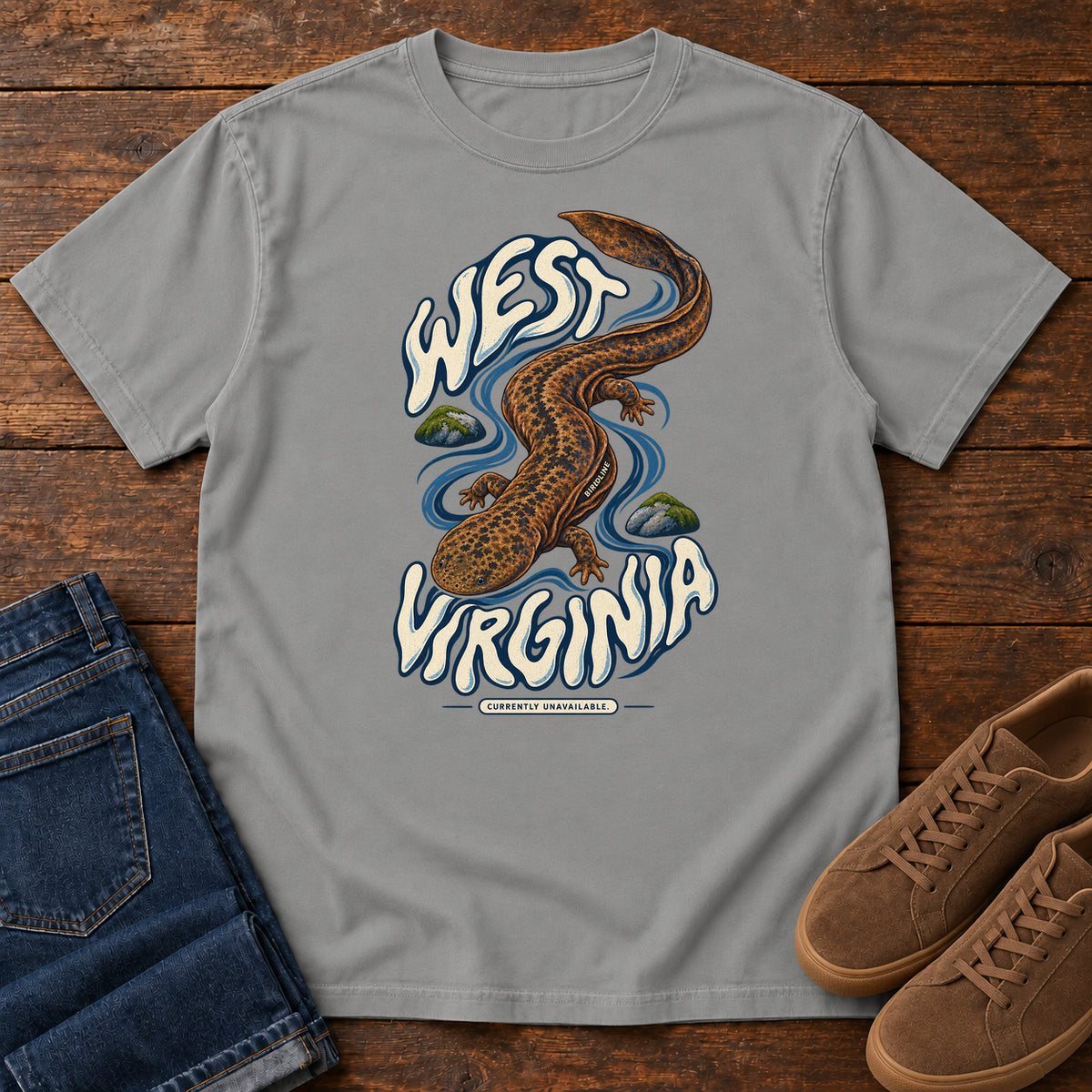 West Virginia Currently Unavailable Hellbender T-Shirt in Grey