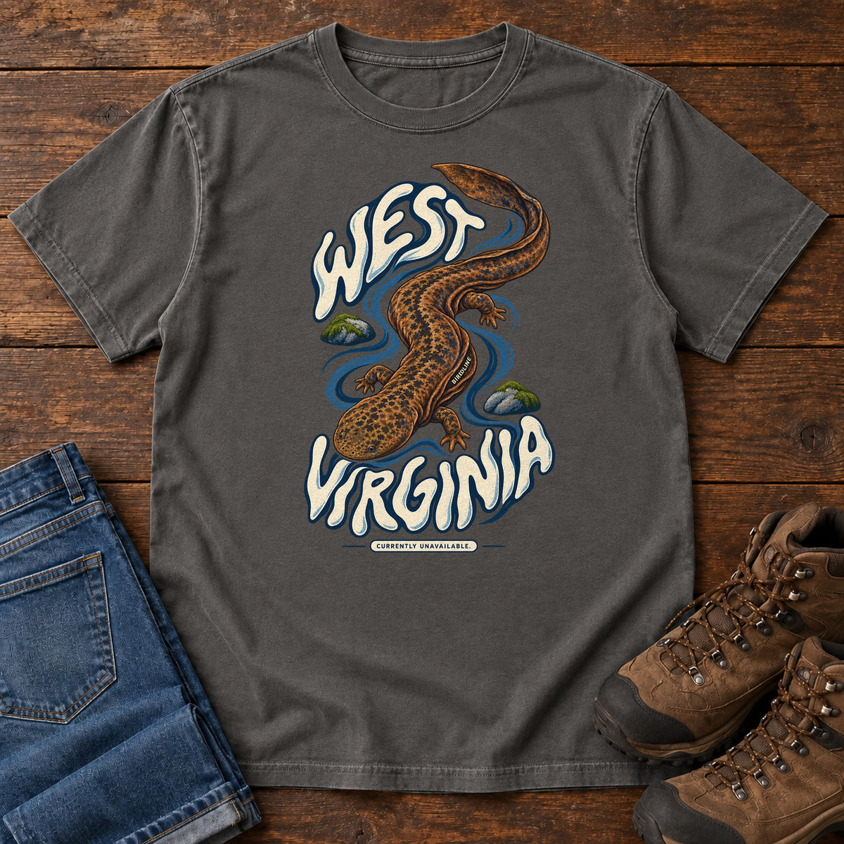 West Virginia Currently Unavailable Hellbender T-Shirt in Pepper