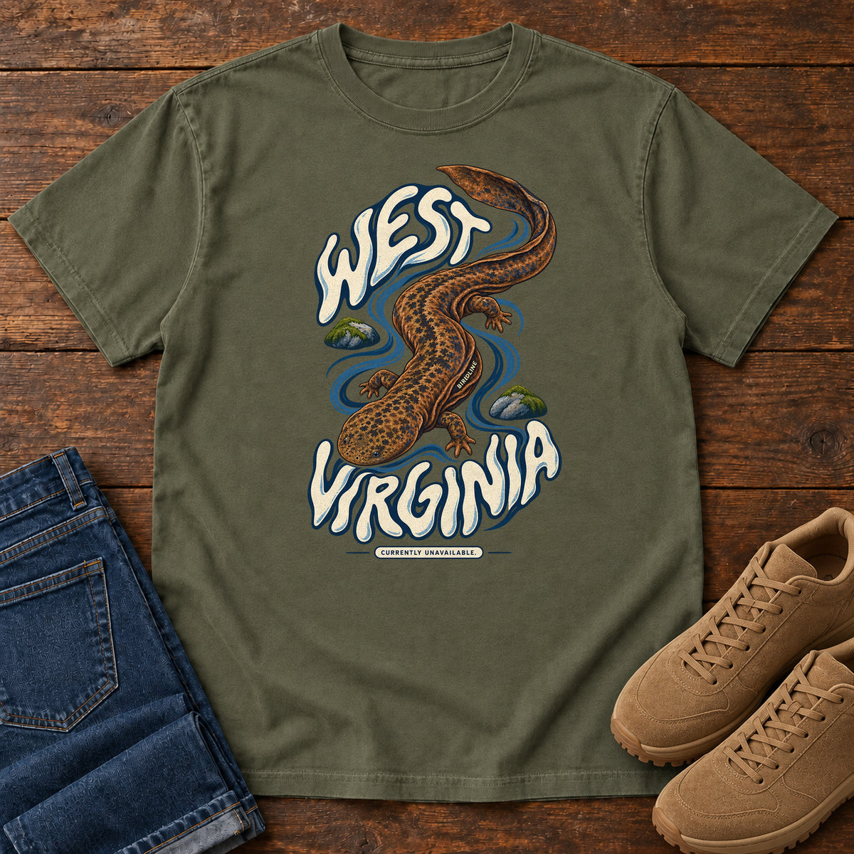 West Virginia Currently Unavailable Hellbender T-Shirt in Sage