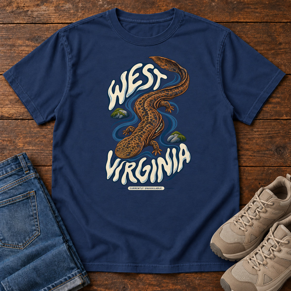 West Virginia Currently Unavailable Hellbender T-Shirt in True Navy