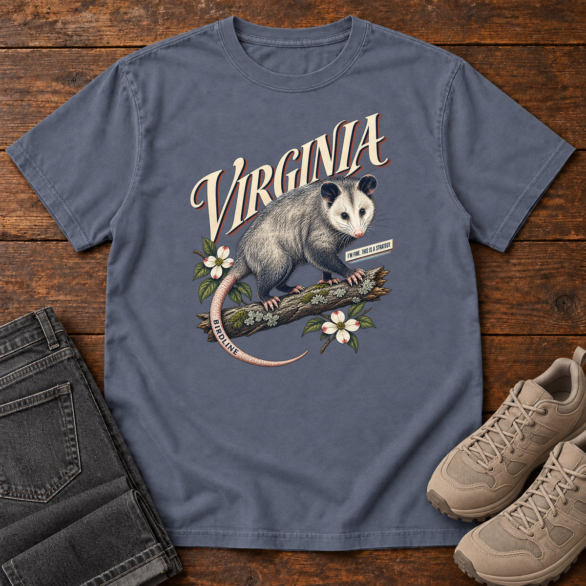 Virginia Opossum T-Shirt in Denim
