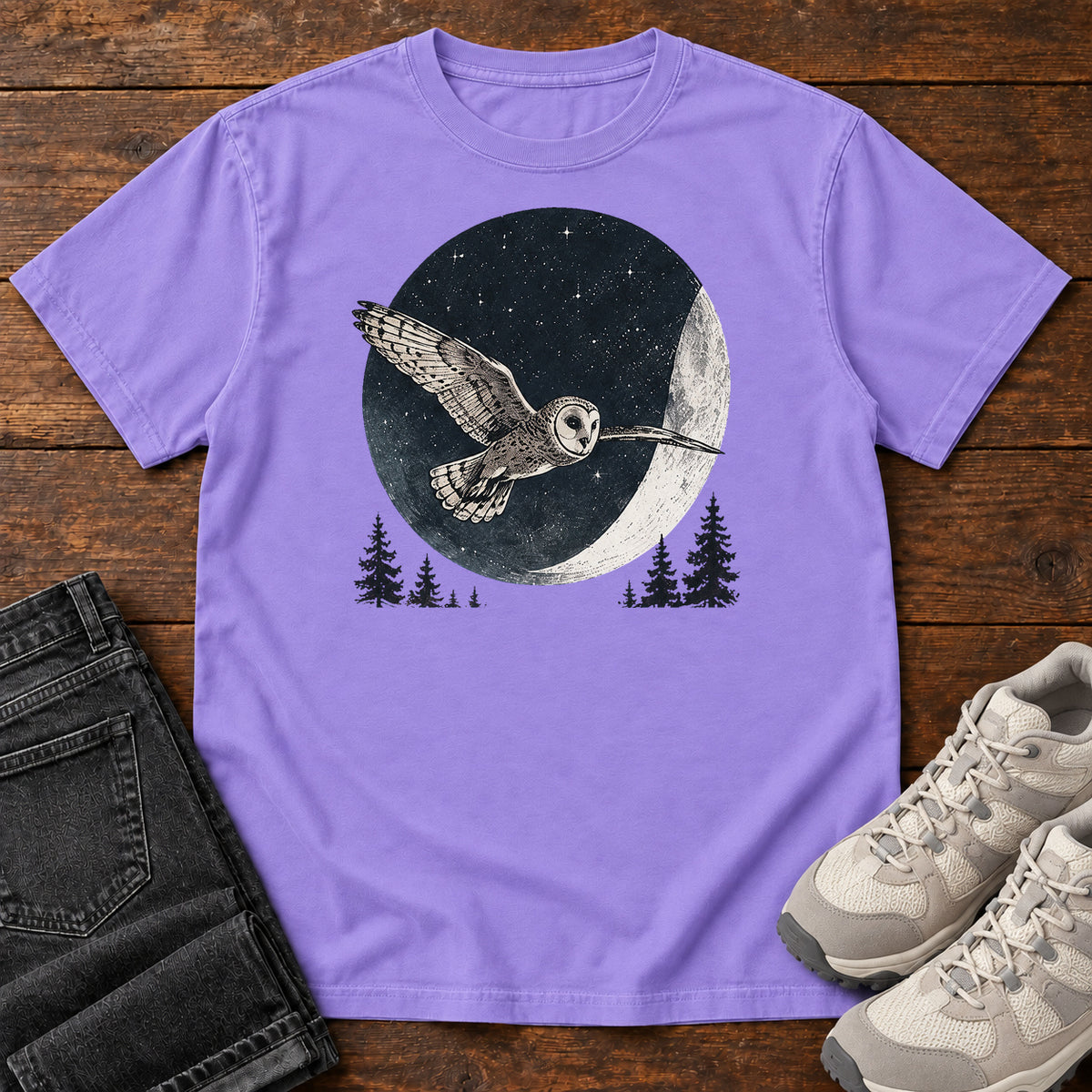 Barn Owl Moon T-Shirt in Violet