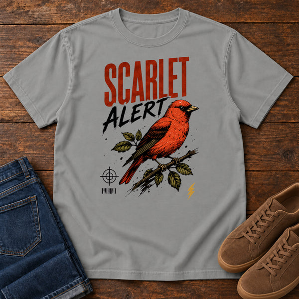Scarlet Alert T-Shirt in Grey, front view