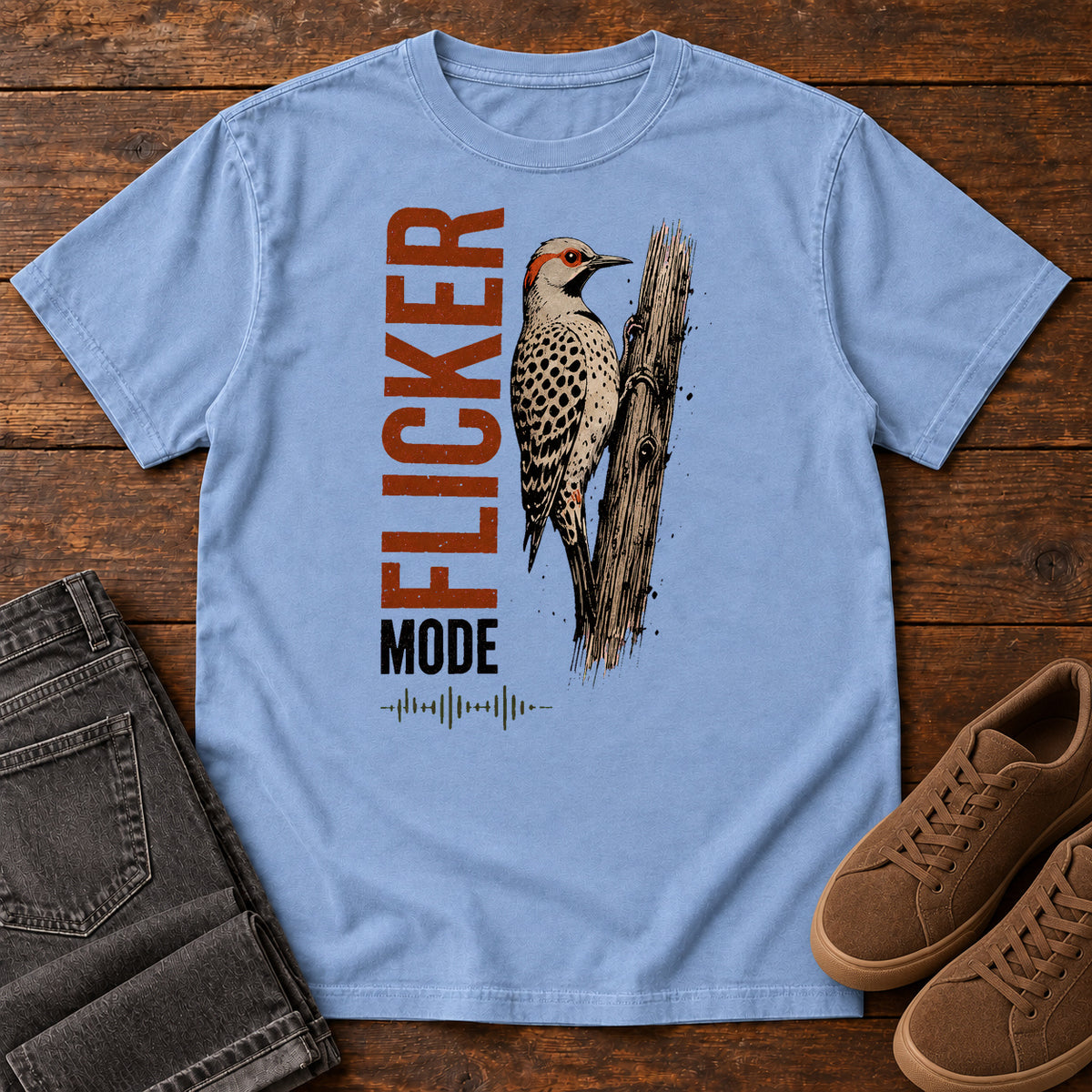 Flicker Mode T-Shirt in Washed Denim