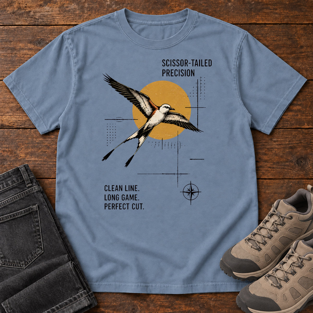 Scissor Tailed Precision T-Shirt in Blue Jean
